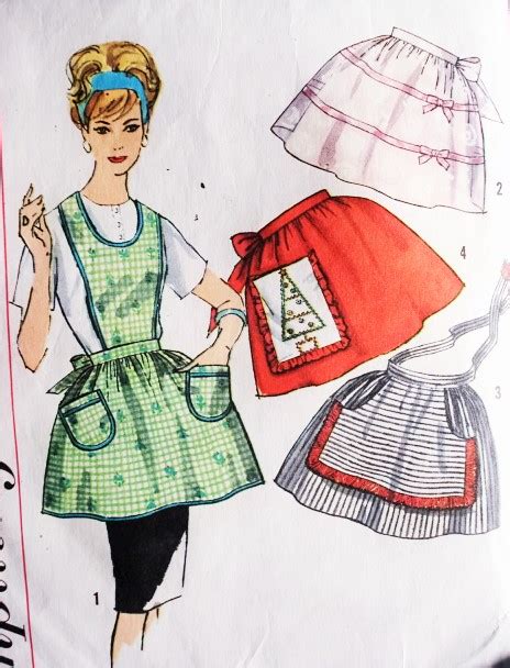 S One Yard Aprons Pattern SIMPLICITY Bib Apron Or Lovely Half Hostess Aprons One Size