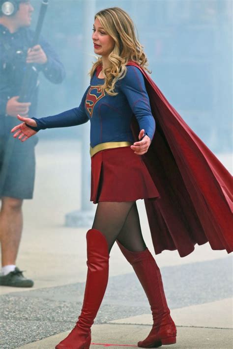 Melissa Benoist Lol A Super Girl Outfitgood To Travel Over Ice