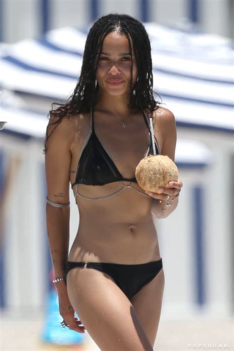 Zoe Kravitz Wearing Black Bikini In Miami Pictures Popsugar Celebrity