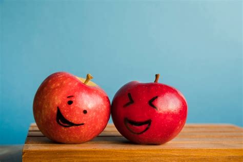 Fresh Apples With Funny Faces Free Photo