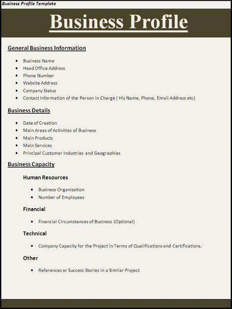 Business Profile Templates 16 Free Word Excel And Pdf