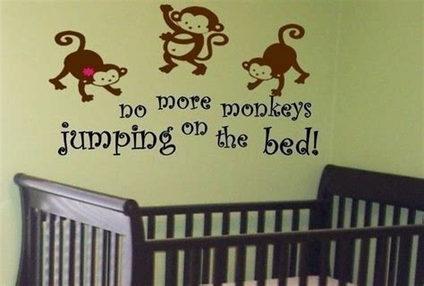 No More Monkeys Jumping On The Bed Kids Nursery Room Wall Sticker Decal