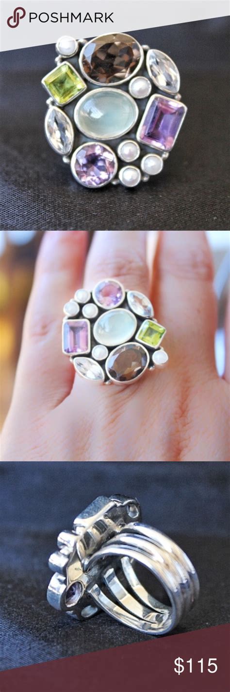 Stunning Nicky Butler Multi Gemstone Cluster Ring Womens Jewelry