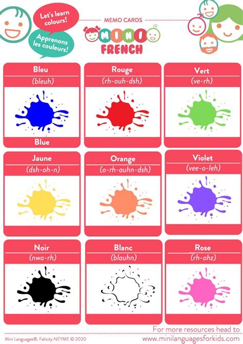 French For Kids Learn Colours In French With Free Printable Activities