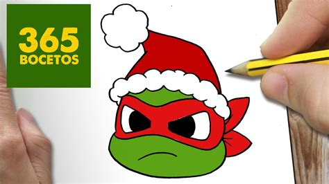 Como Dibujar Tortuga Ninja Para Navidad Paso A Paso Dibujos Kawaii