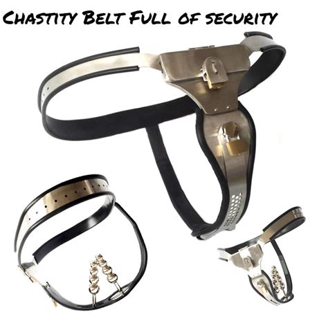 Manyjoy Female Stainless Steel Silicone Chastity Belt Shield Design With Anal Vaginal Plug Beads