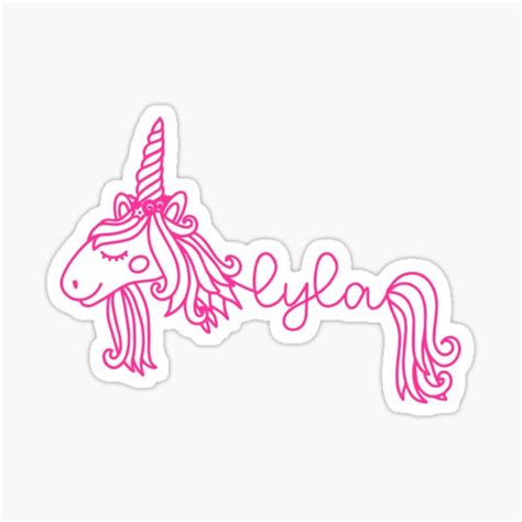 Lyla Pink Unicorn Personalized Girl Name Sticker By Janeapril Redbubble