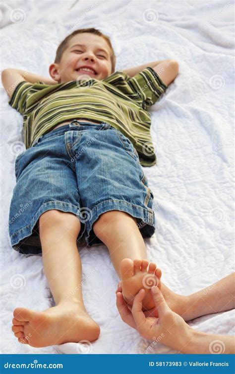Child Getting Foot Tickled Stock Image Image Of Giggle 58173983