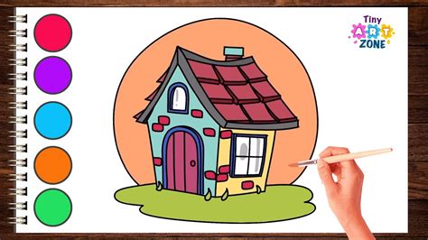 How To Draw A Easy House For Kids Very Easy House Scenery Tiny Art