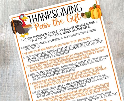 Thanksgiving Game Printable Thanksgiving Pass The T Etsy