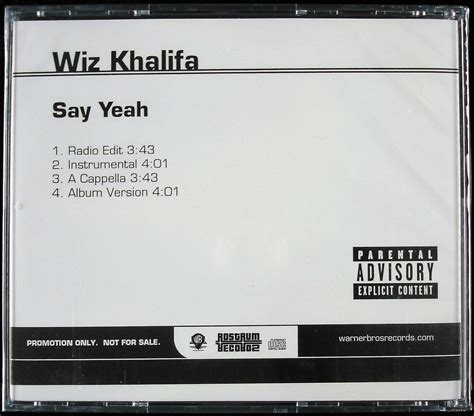 Wiz Khalifa Say Yeah 2008 Promo Cd Single 4 Tracks Inst Acapp ~rare~ Sealed Ebay