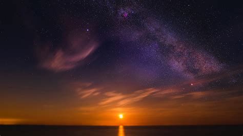 Download Starry Sky Milky Way Sunset Twilight Nature Wallpaper