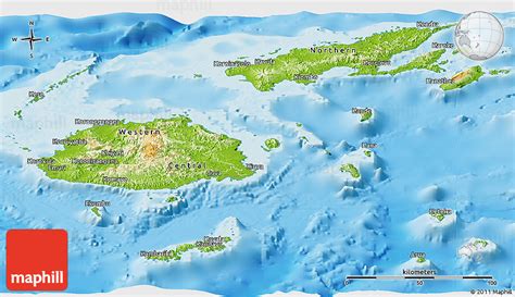 Physical Panoramic Map Of Fiji