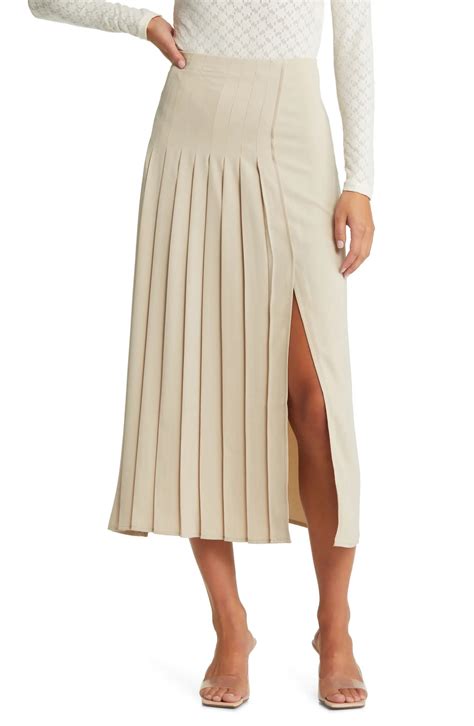 Open Edit Pleated Midi Skirt