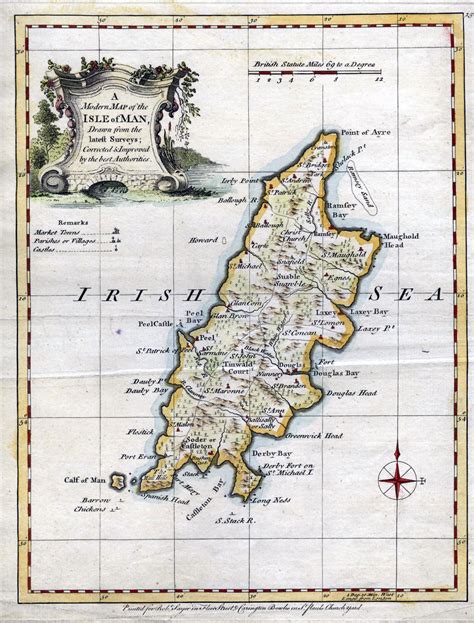 Detailed relief map of isle of man with roads and cities. Large detailed old map of Isle of Man with relief and ...