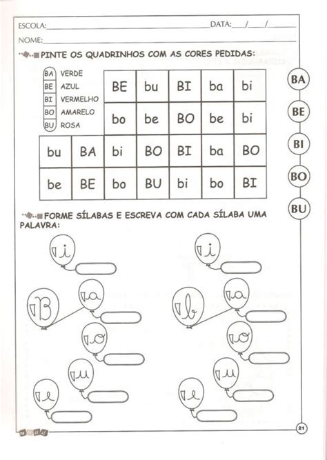 Atividades Escolares Alfabetização Letra B