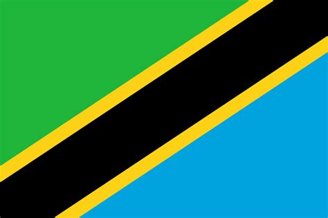 With the upper triangle (hoist side) being green and the lower triangle being blue. File:Flag of Tanzania.svg - Wikipedia