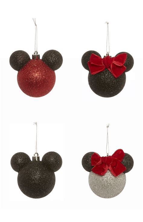 Primark 4pk Disney Mickey Minnie Baubles Disney Christmas Crafts