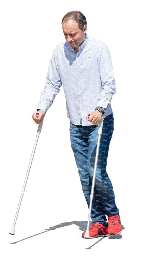 Cut Out Man Walking With Crutches Vishopper