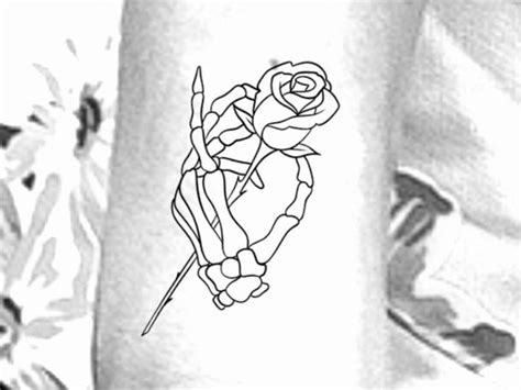 Skeleton Hand Rose Temporary Tattoo Etsy