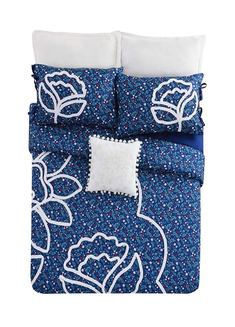 The Pioneer Woman Blue Polyester Tufted Floral 4 Piece Comforter Set
