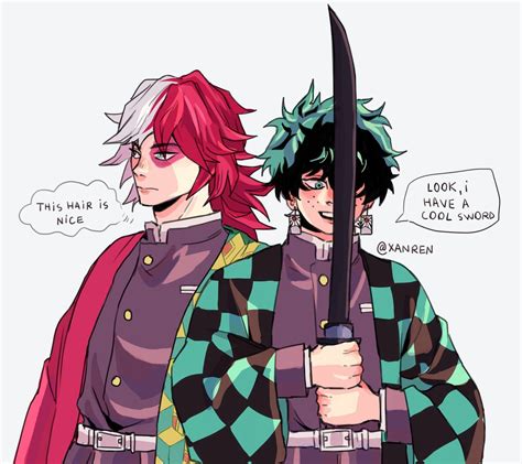 Tododeku Art In 2021 Demon Slayer X My Hero Academia Anime Crossover