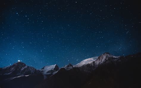 Download 3840x2400 Wallpaper Night Mountains Stars