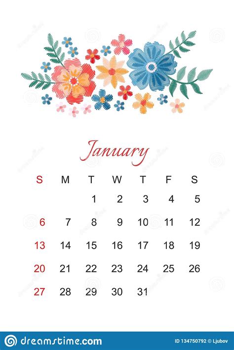 january vector calendar template   year