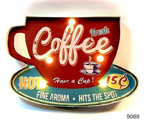 Vintage Coffee Sign For Coffee Shop Coffee Fresh 15c Coffee Cup