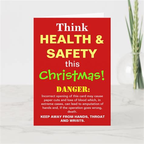 Funny Health And Safety Christmas Joke Spoof Holiday Card Uk