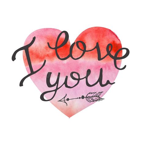 Watercolor Isolated Heart With Lettering Inside Stock Illustration