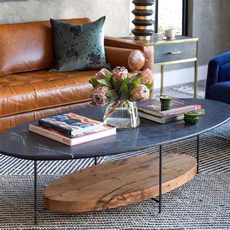 Olivia Oval Coffee Table Black Marble Coffee Table Marble Tables