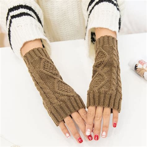 Half Finger Gloves Warm Knit Short Sleeve Noracora