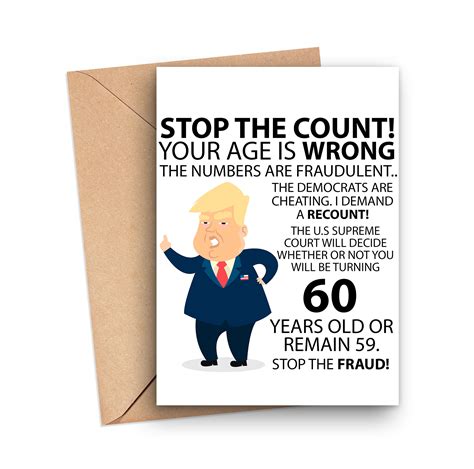 Funny 60th Birthday Card Funny Trump 60th Birthday Card Etsy Singapore