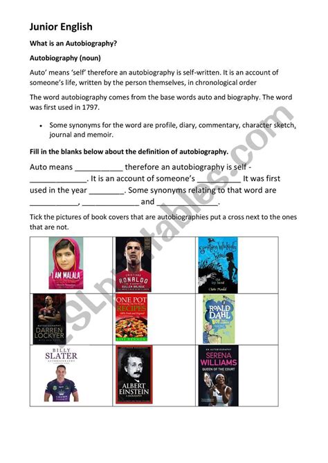 Autobiography And Biography Exercises Esl Worksheet By Kepatterson