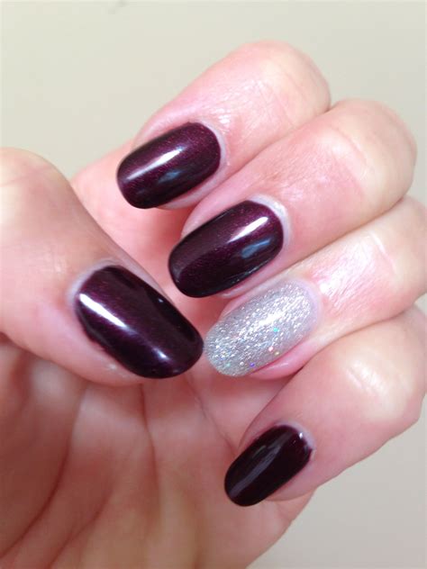 Dark Purple Shellac With Silver Bling Feature Nail By Renee At Juren