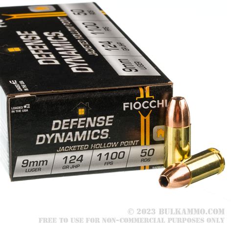 50 Rounds Of Bulk 9mm Ammo By Fiocchi 124gr Jhp