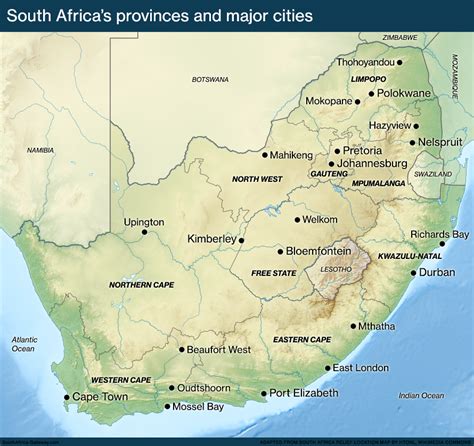 Map Of South Africa With Cities Map Of South Africa Showing Cities Gambaran