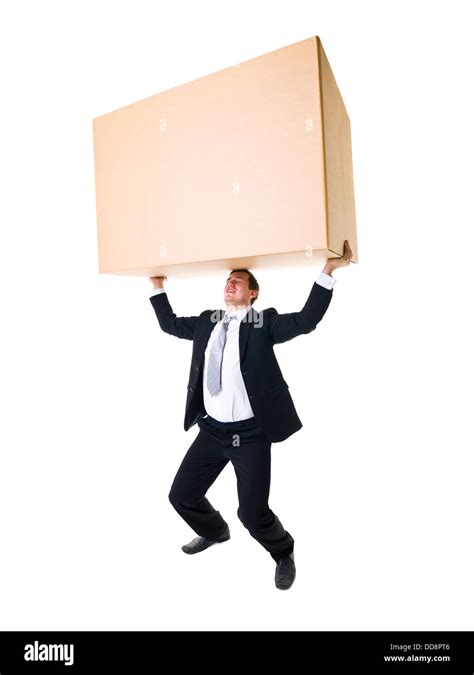 Carrying A Heavy Box Stock Photo Alamy