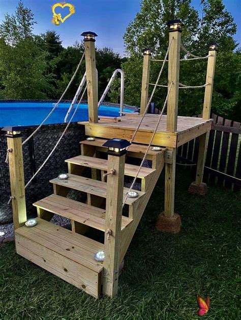Diy walk in steps for above ground pool. Above ground pool stairs. Built these stairs for access to our 52" above ground pool.