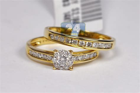 14k Yellow Gold 073 Ct Diamond Womens Bridal Two Ring Set