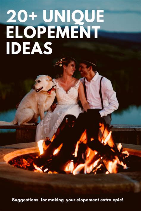 a man and woman sitting next to a fire pit with the words 20 unique elephant ideas