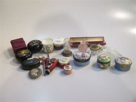 A Collection Of Small Enamel Boxes Including One 19th Century With