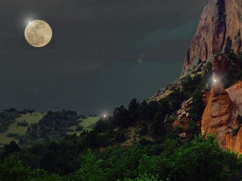 Mountain Moon Nightscape Wallpapers Wallpaper Cave