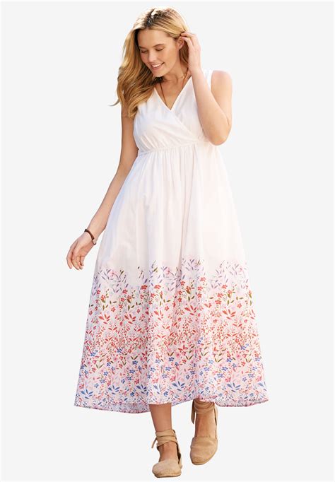 Empire Waist Floral Maxi Plus Size Casual Dresses Full Beauty