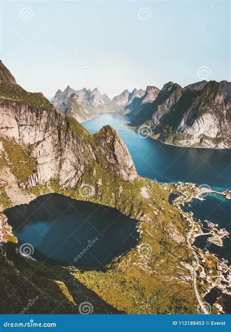 Aerial View Fjord Landscape In Norway Stock Image Image Of Aerial