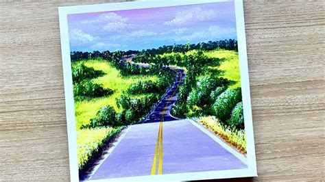 Road Landscape Acrylic Painting For Beginners Daily Challenge 59