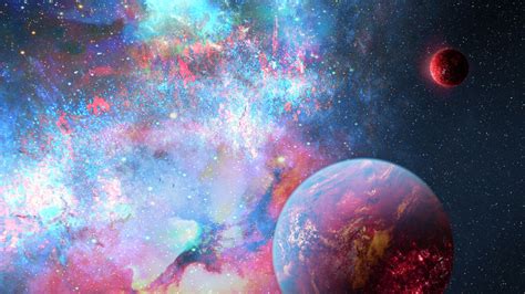 Download Wallpaper 2560x1440 Planets Space Stars Nebula Glow