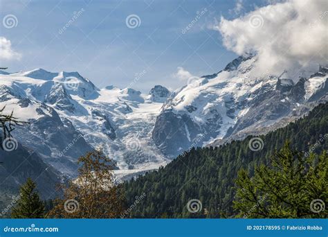 View Of Morteratsch Glacier The Largest Glacier Of The Bernina Massif