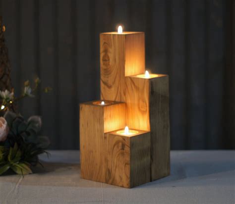 Reclaimed Wood Candle Holder Set Reclaimed Wood Candle Holders Wood